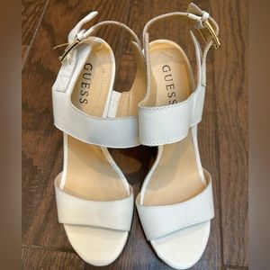 Guess white platform sandals